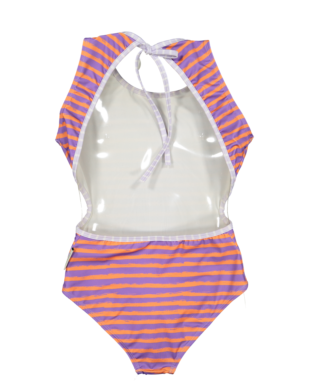 girls lavender orange striped triquini swimsuit
