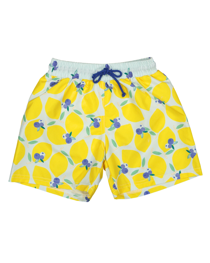 men lemon print swim shorts drawstring
