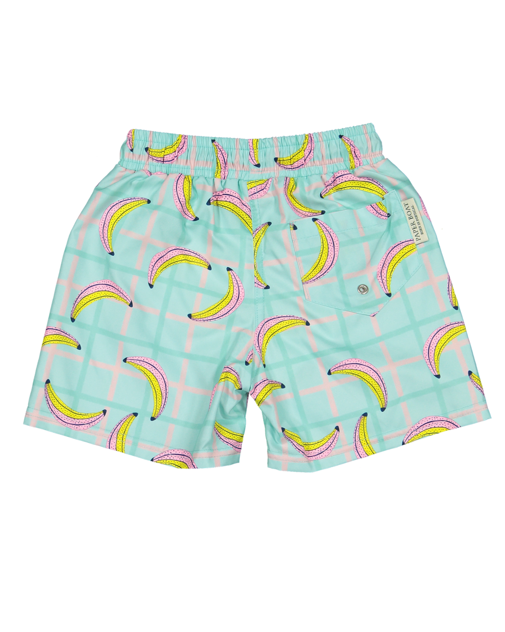 mens banana print swim shorts aqua elastic waist beachwear
