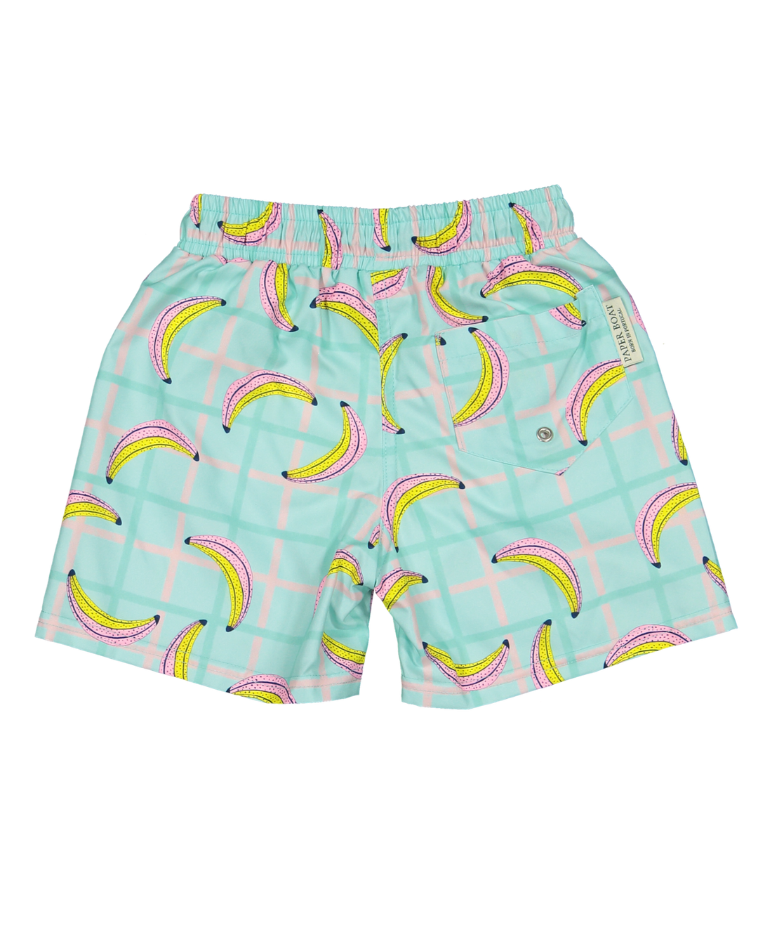 mens banana print swim shorts aqua elastic waist beachwear
