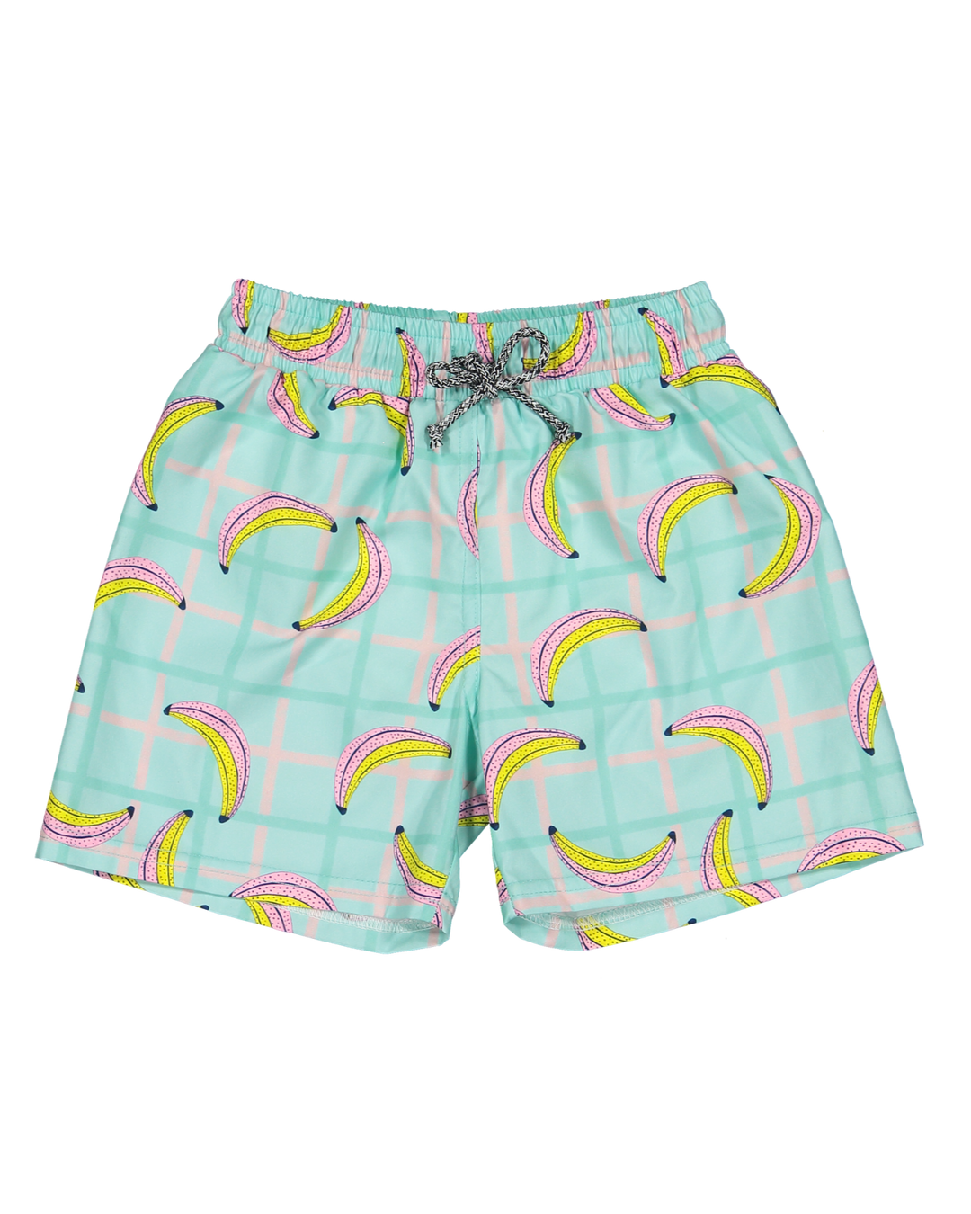 mens banana print swim shorts aqua elastic waist beachwear
