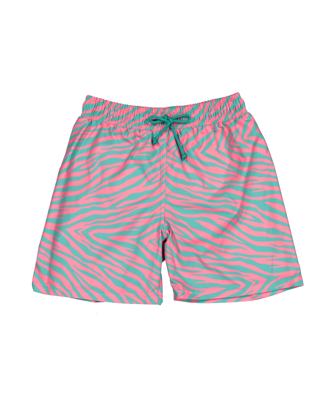 boys swim shorts mint green pink wave print

