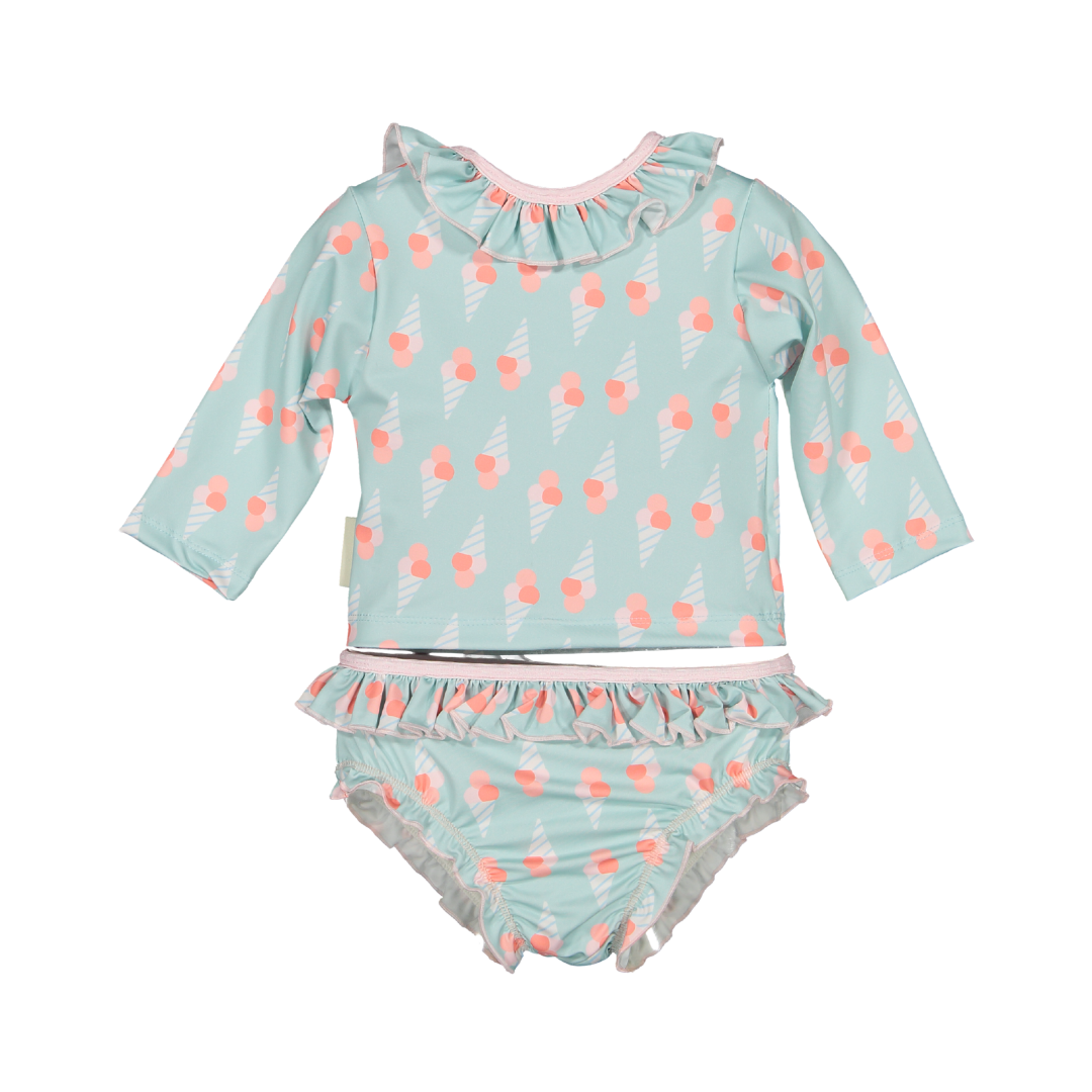 girls bikini bottom pastel blue ice cream print ruffle swimwear
