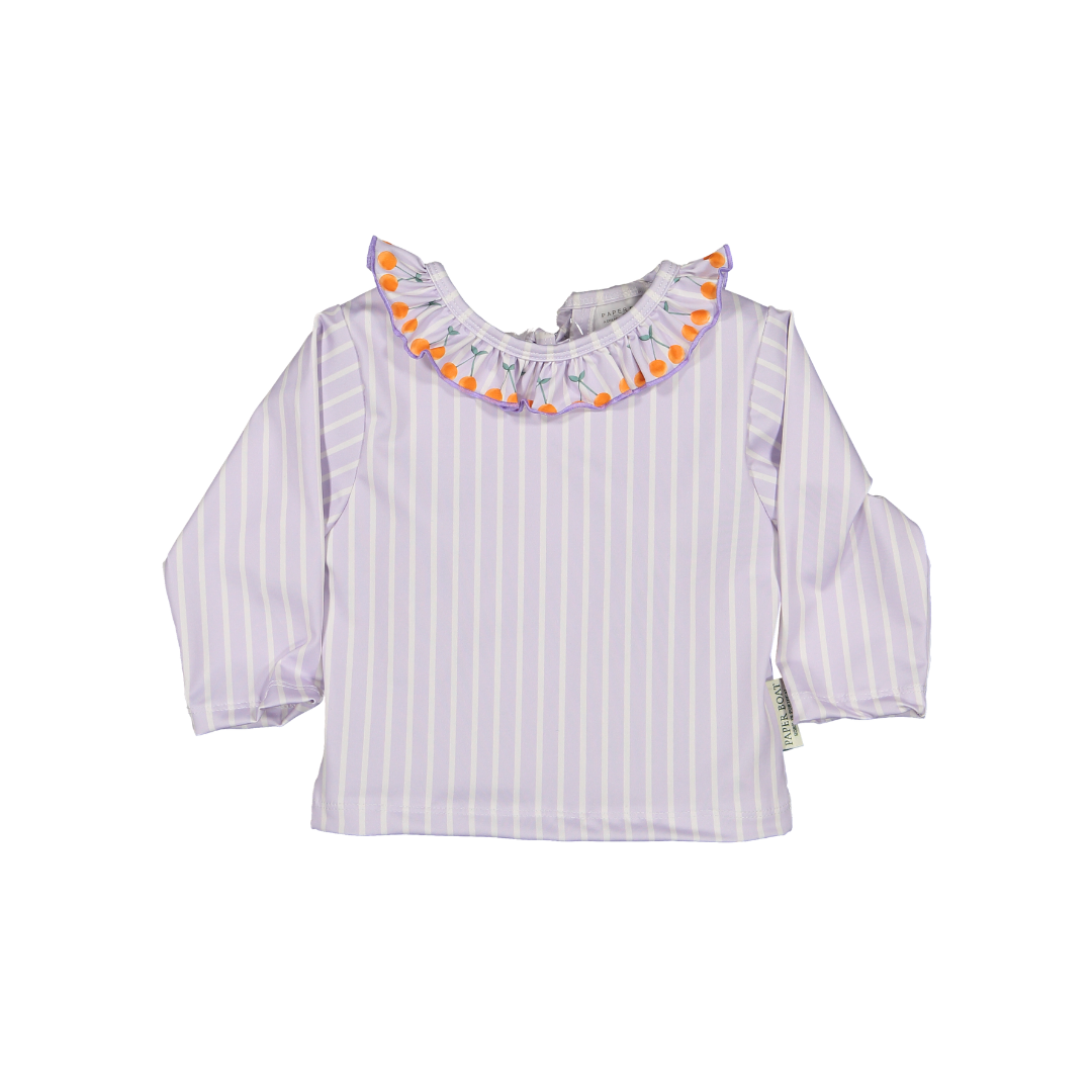 girls lavender cherry rash guard long sleeve
