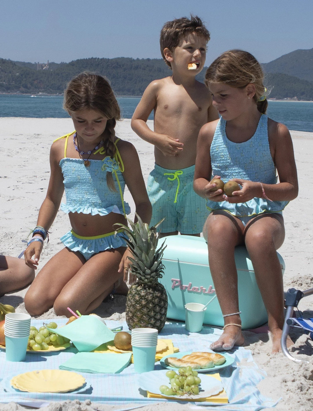 boys aqua swim shorts grid print floral summer beach shorts
