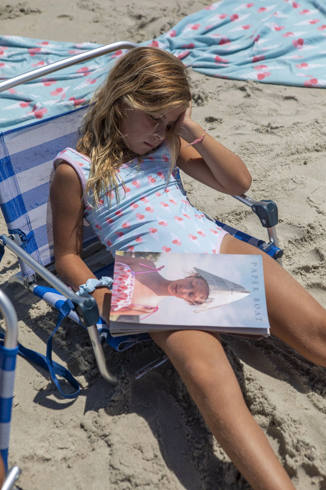 girls one piece swimsuit pastel blue ice cream print summer beach swimwear
