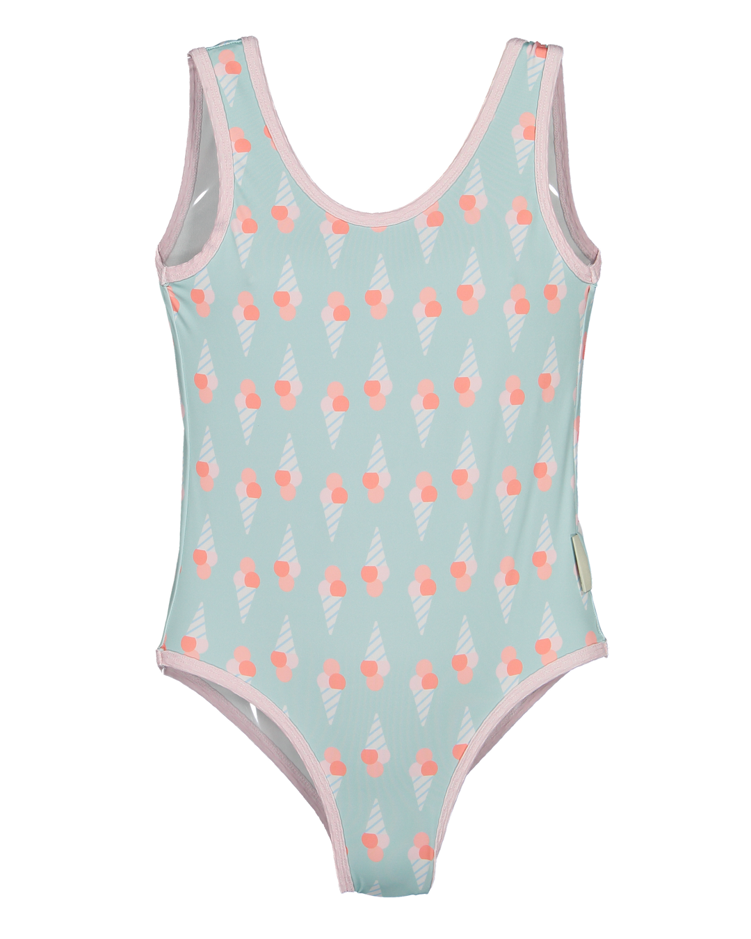 girls one piece swimsuit pastel blue ice cream print summer beach swimwear
