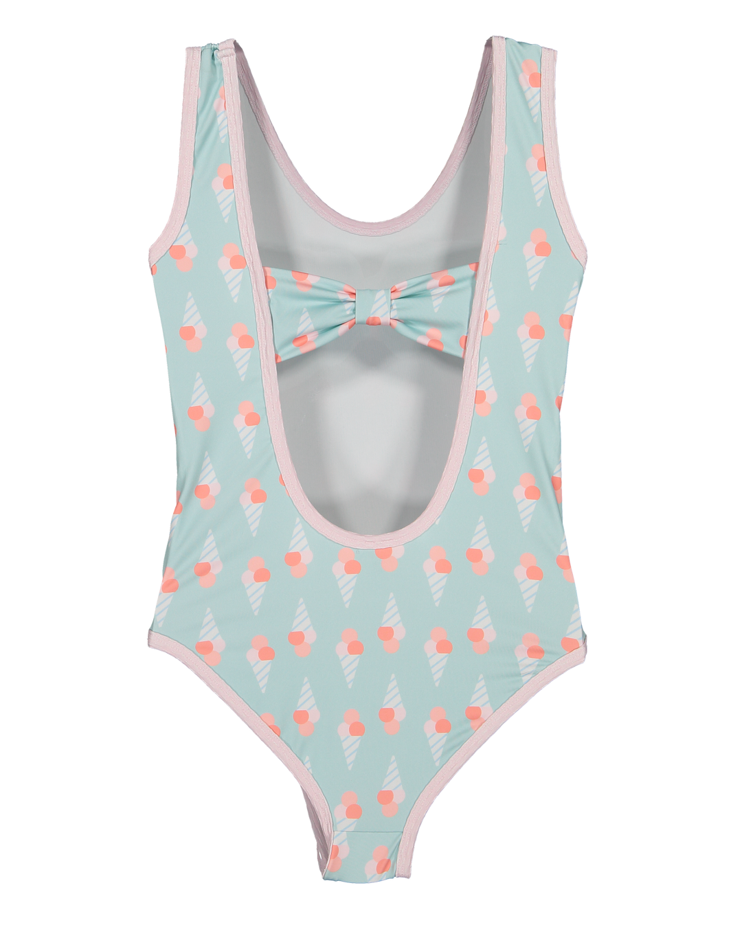 girls one piece swimsuit pastel blue ice cream print summer beach swimwear
