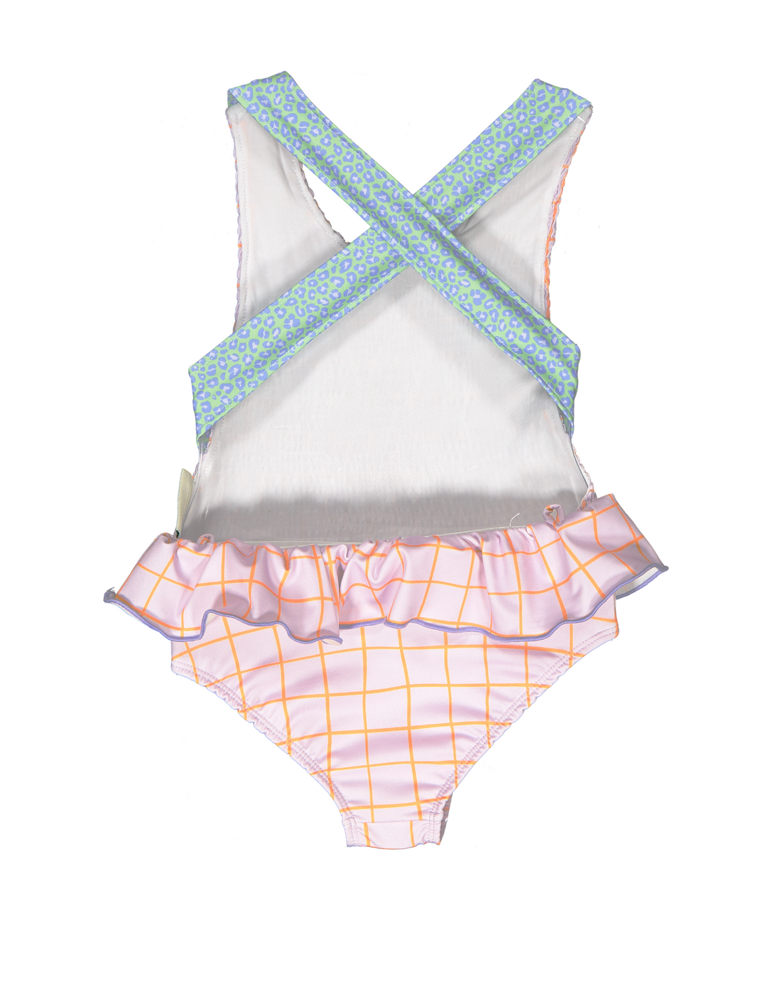 Swimsuit Lilac Squares Frilled - سباح