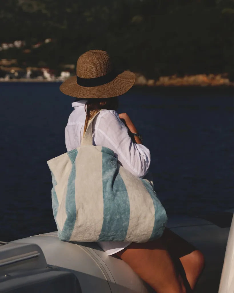 Place Reservee Atlantic blue beach bag with inner pocket