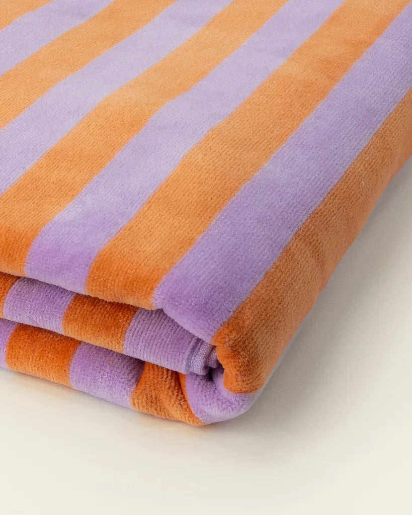 Place Reservee CABANE striped beach towel in Lavender and Peach