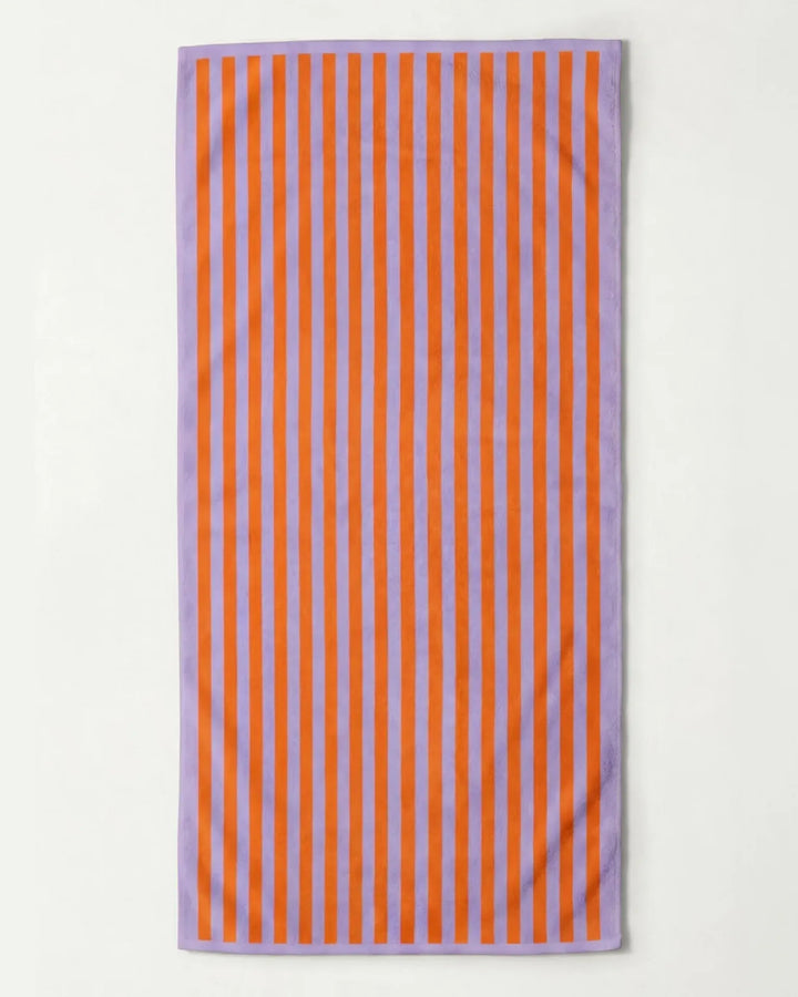 Place Reservee CABANE striped beach towel in Lavender and Peach