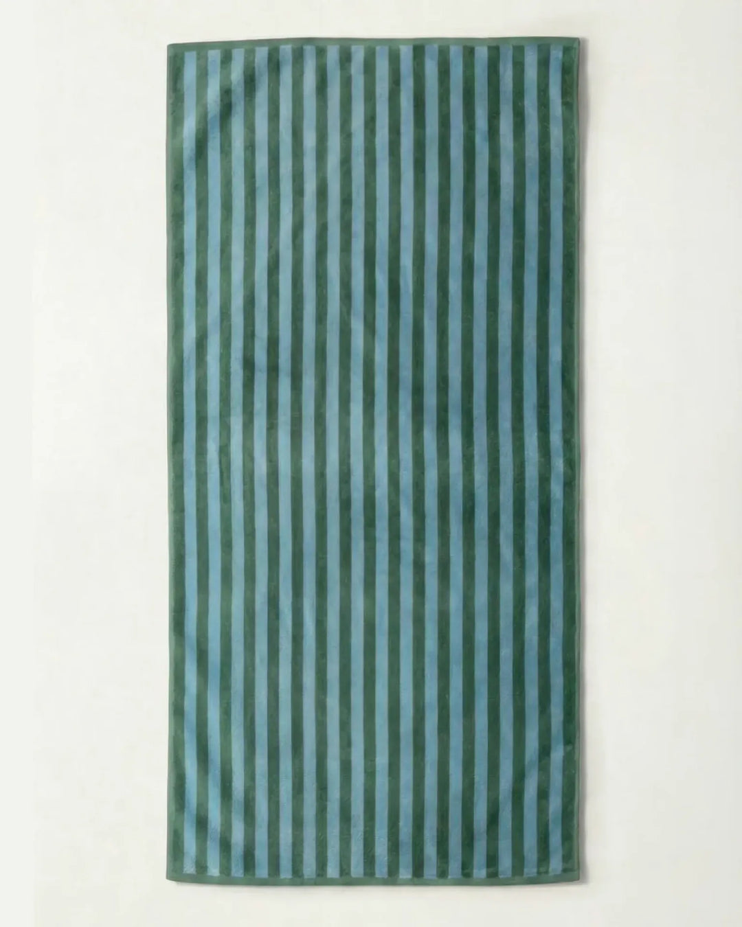 Place Reservee CABANE striped beach towel in Eucalyptus and Atlantic