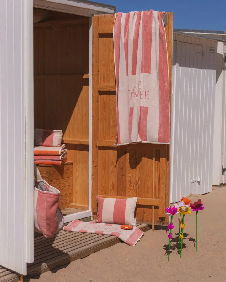 Place Reservee Pink Lemonade striped cotton beach towel