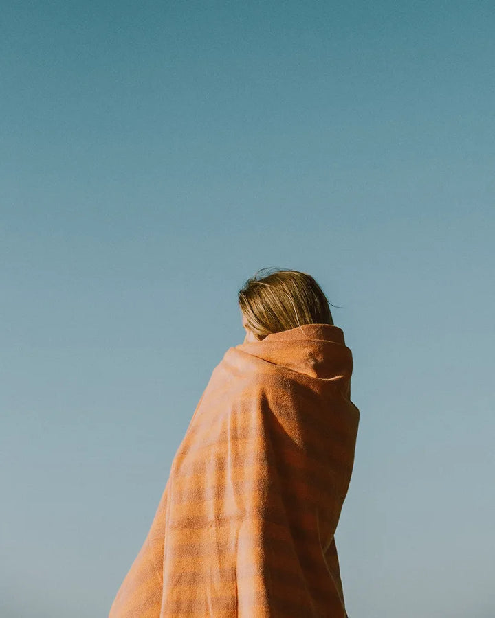 Place Reservee CABANE striped beach towel in Peach and Pink Lemonade