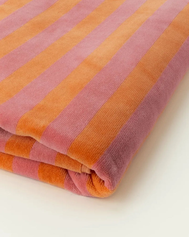 Place Reservee CABANE striped beach towel in Peach and Pink Lemonade