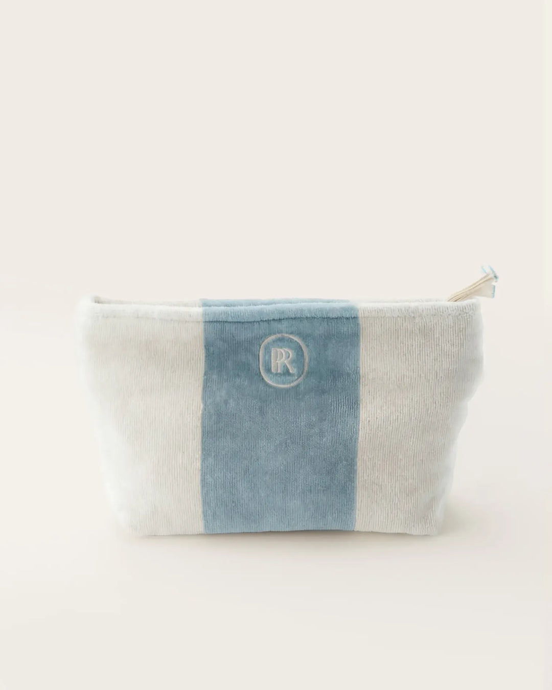Place Reservee Atlantic blue striped velvet toiletry bag