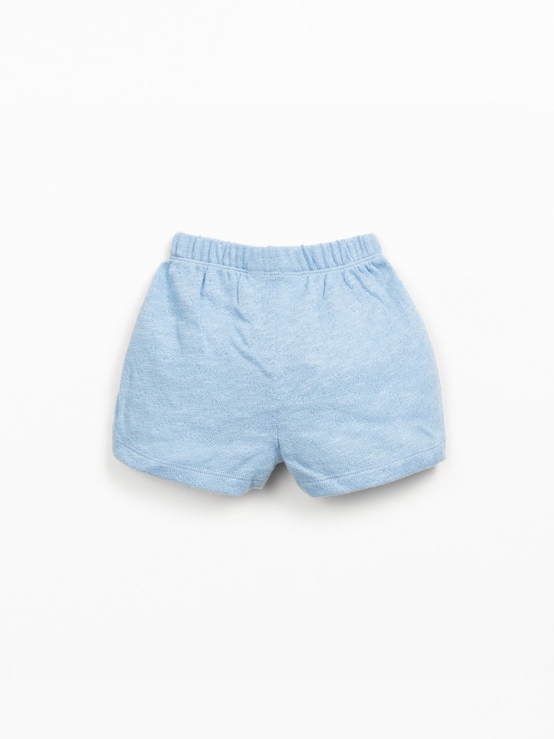 Baby organic cotton light blue shorts with elastic waistband and relaxed fit