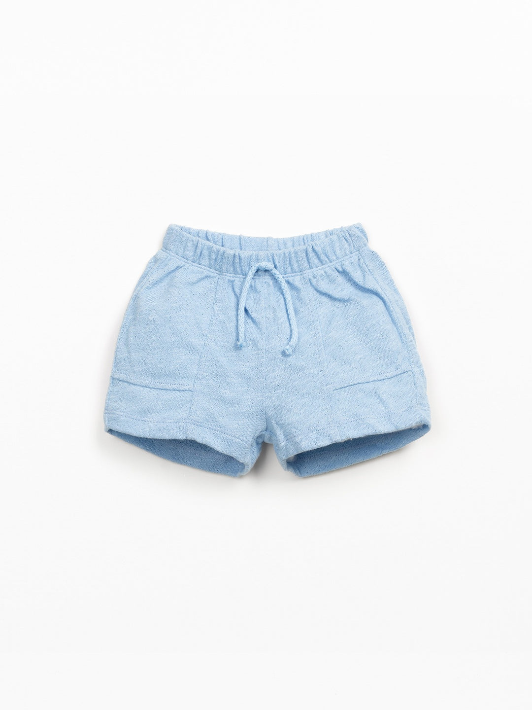Baby organic cotton light blue shorts with elastic waistband and relaxed fit