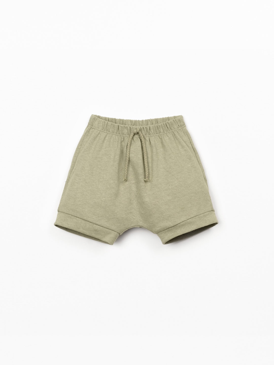 Baby boy organic cotton and linen shorts in cinnamon brown by Play Up