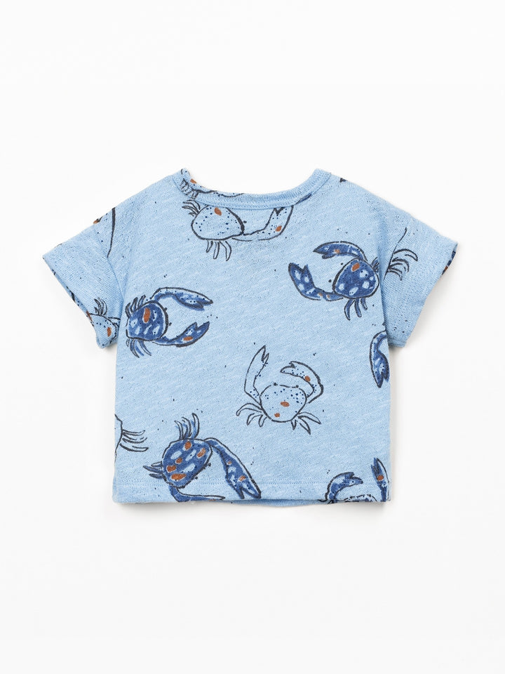 Baby boy crab print T-shirt in natural fibers by Play Up