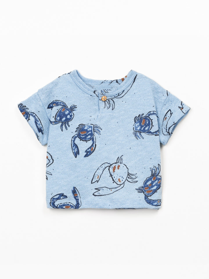 Baby boy crab print T-shirt in natural fibers by Play Up
