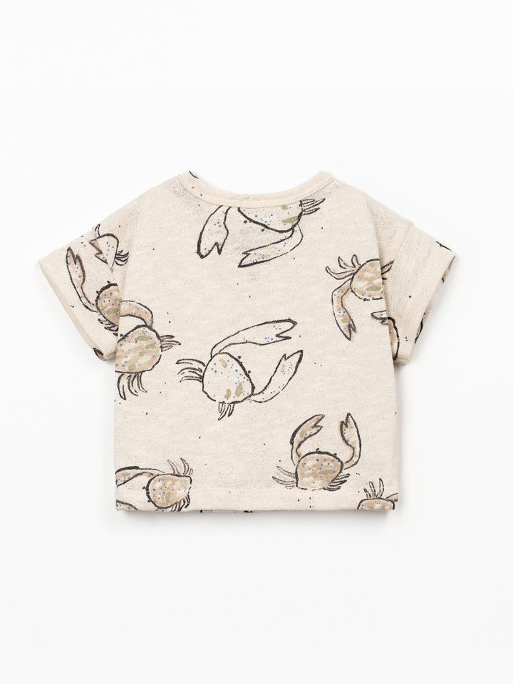 Baby boy crab print T-shirt in natural fibers by Play Up