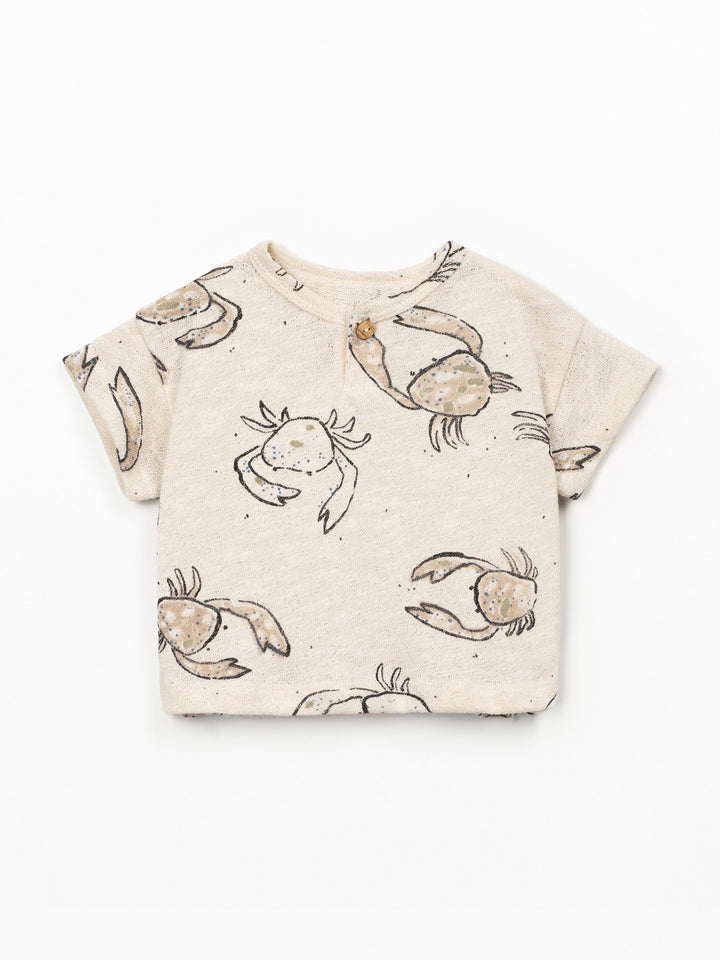 Baby boy crab print T-shirt in natural fibers by Play Up