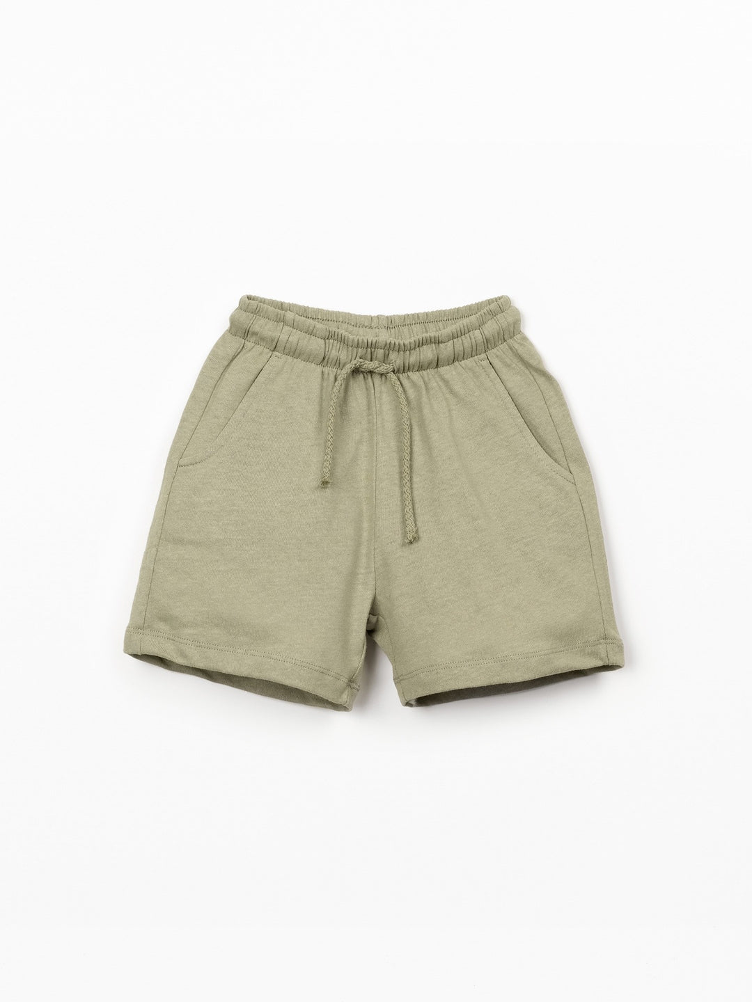 Boys cinnamon brown linen blend shorts with elastic waistband by Play Up