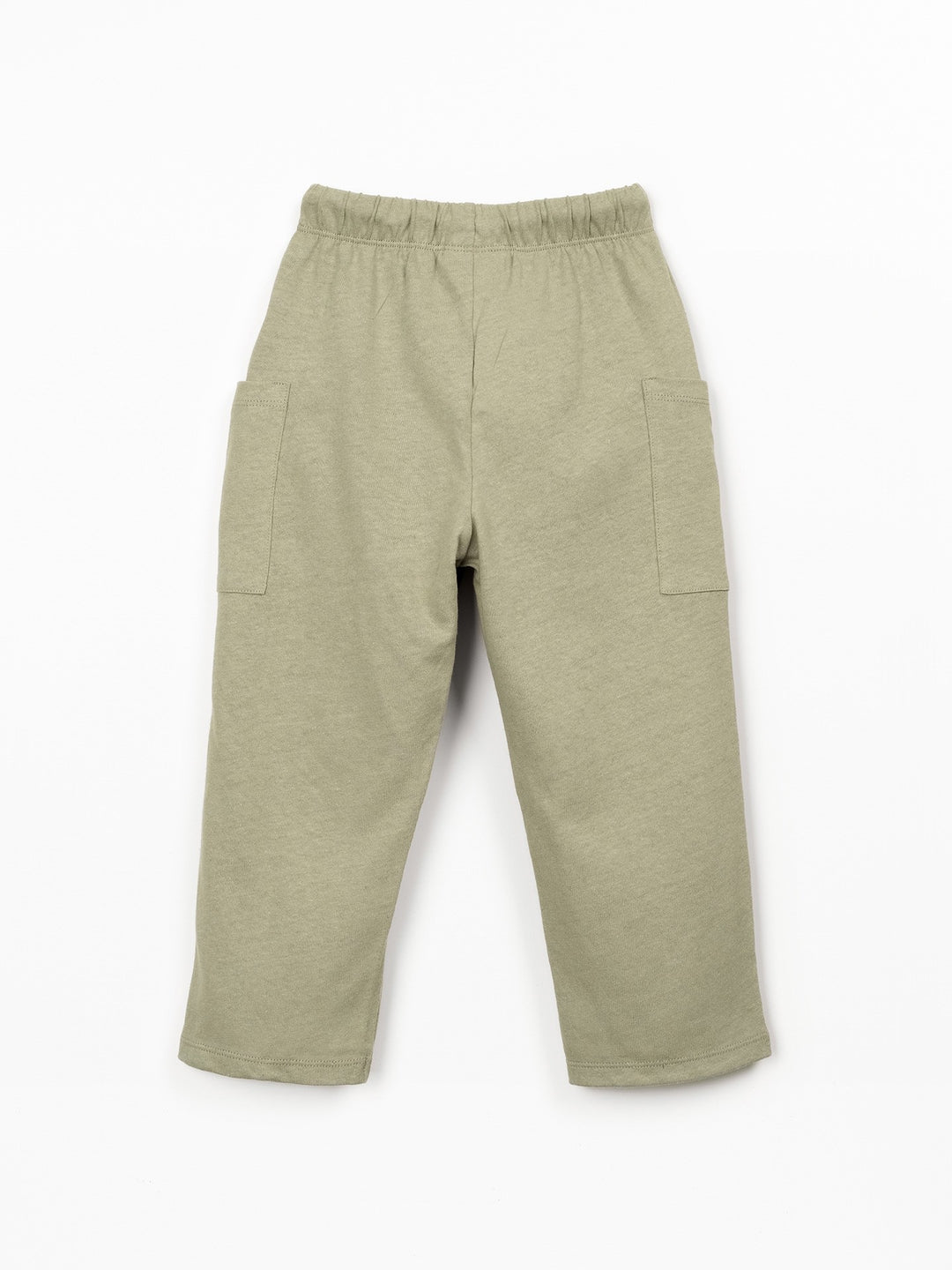 Boys organic cotton and linen blend trousers in warm green with relaxed fit and side pockets