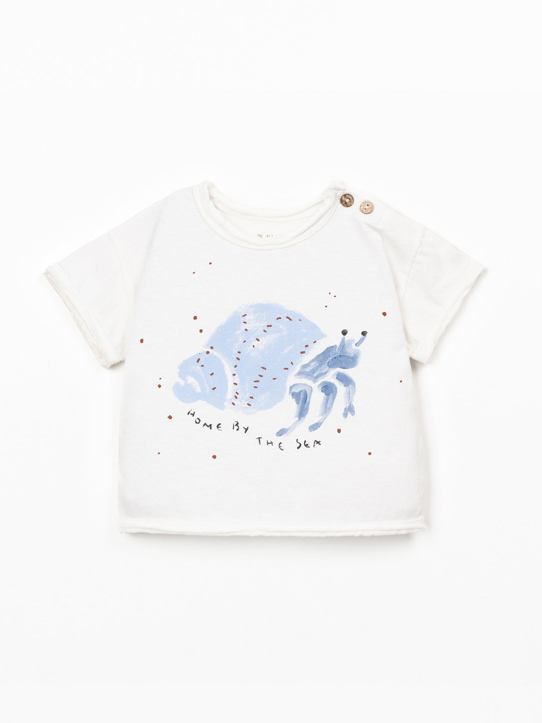 Baby boy printed organic cotton T-shirt by Play Up in soft natural colour