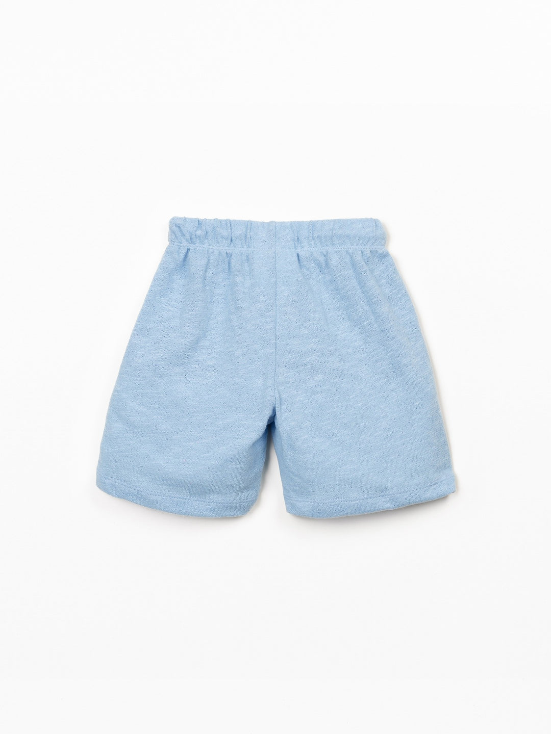 Boy organic cotton light blue shorts with elastic waistband and relaxed fit