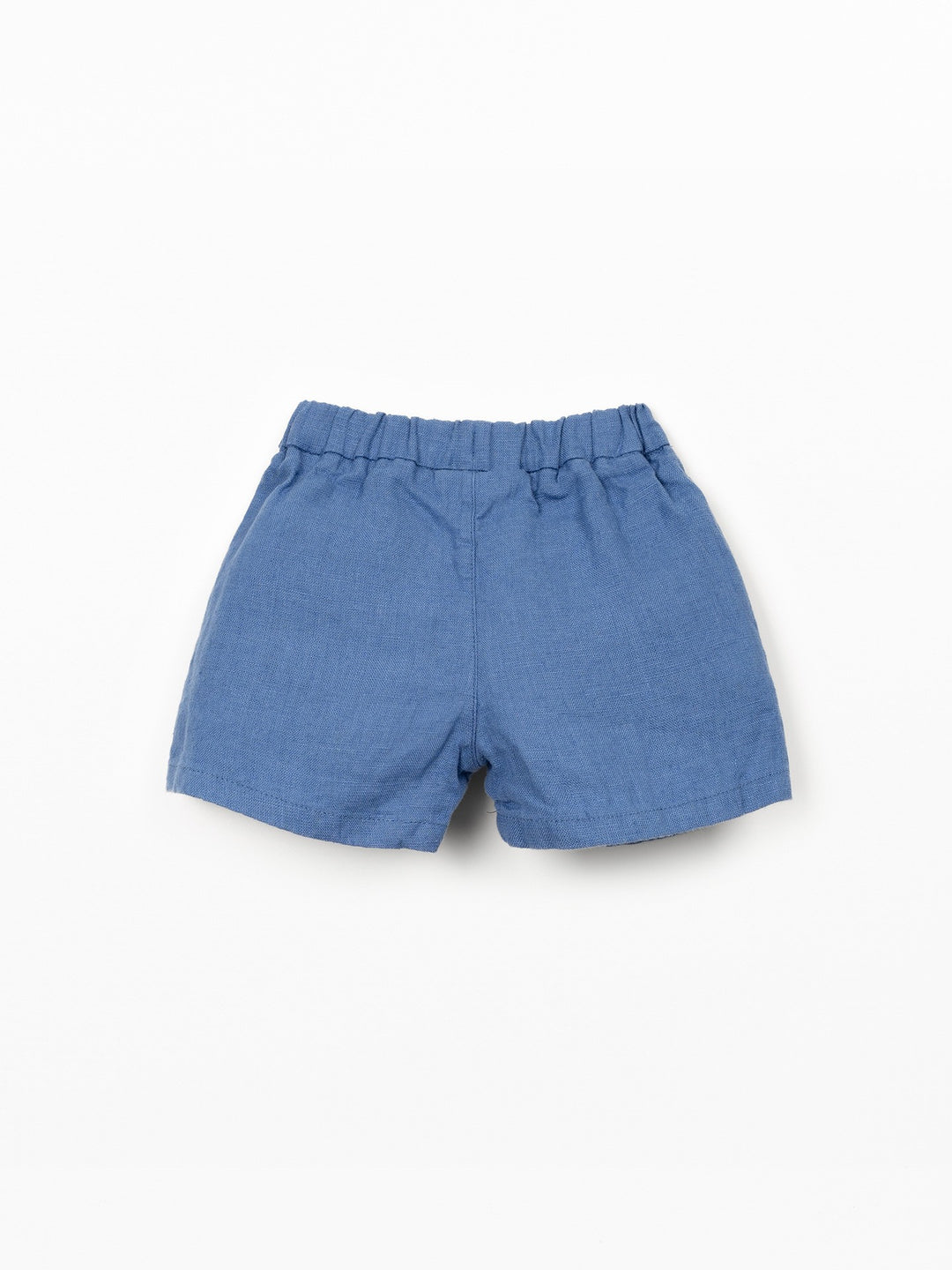 Baby boy blue linen shorts with elastic waistband by Play Up