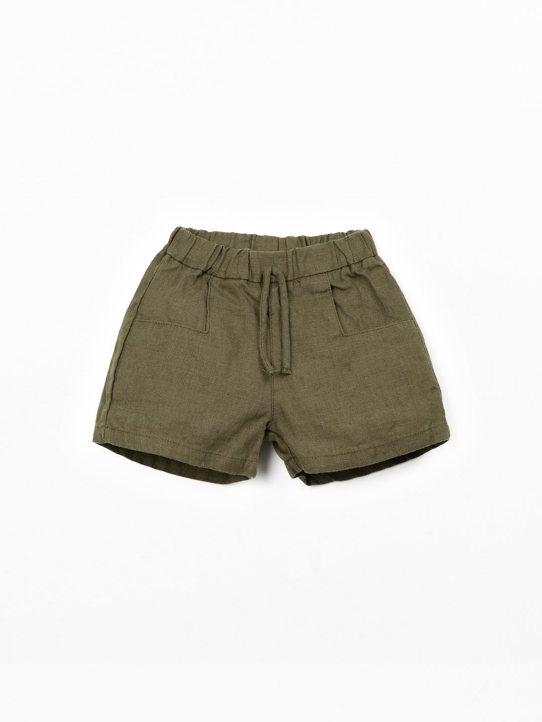 Baby boy blue linen shorts with elastic waistband by Play Up