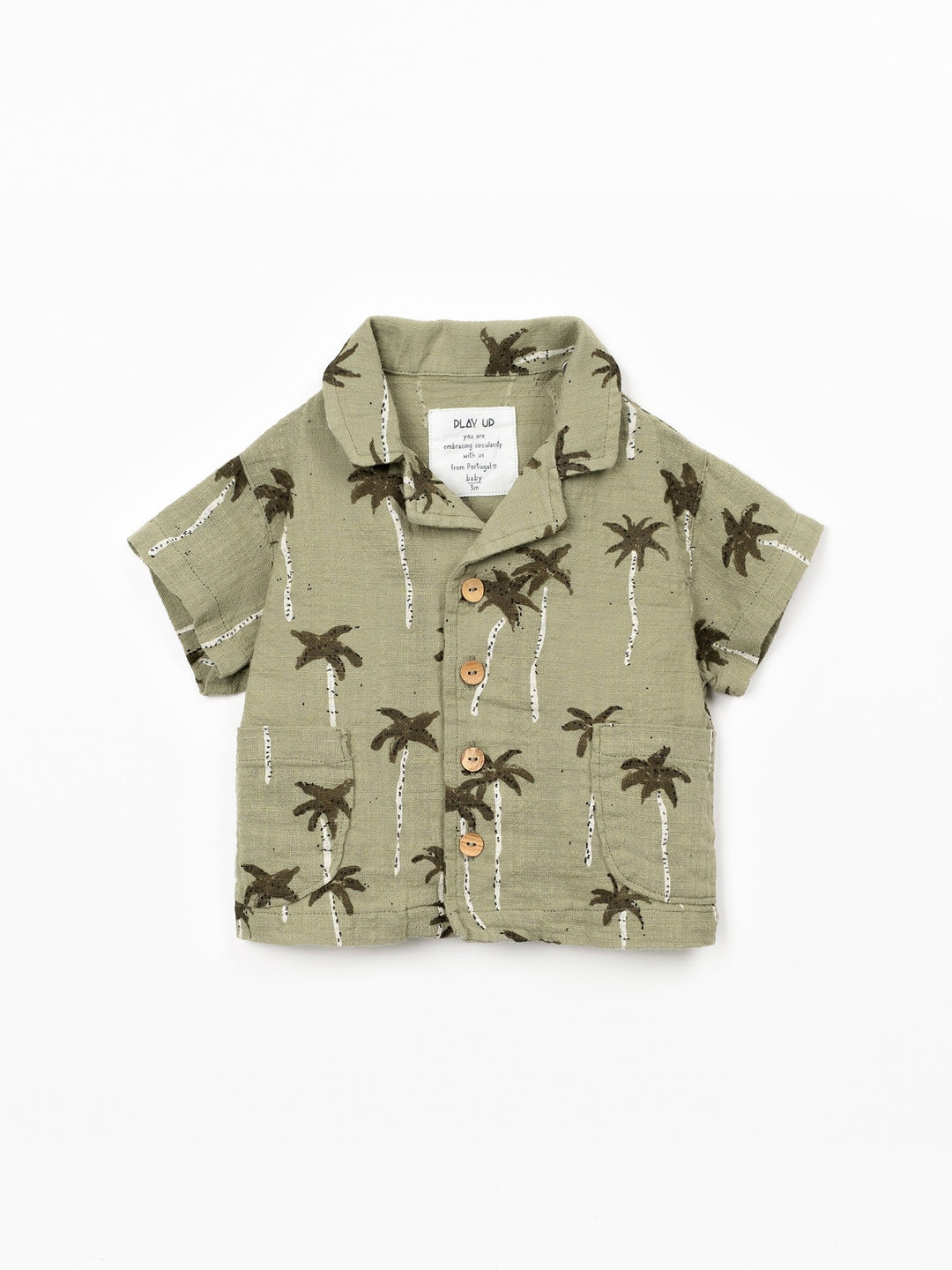 Baby boy palm tree print shirt in organic cotton by Play Up
