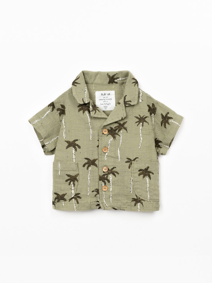 Baby boy palm tree print shirt in organic cotton by Play Up