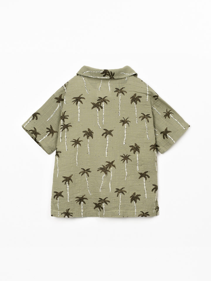 Baby boy palm tree print shirt in organic cotton by Play Up