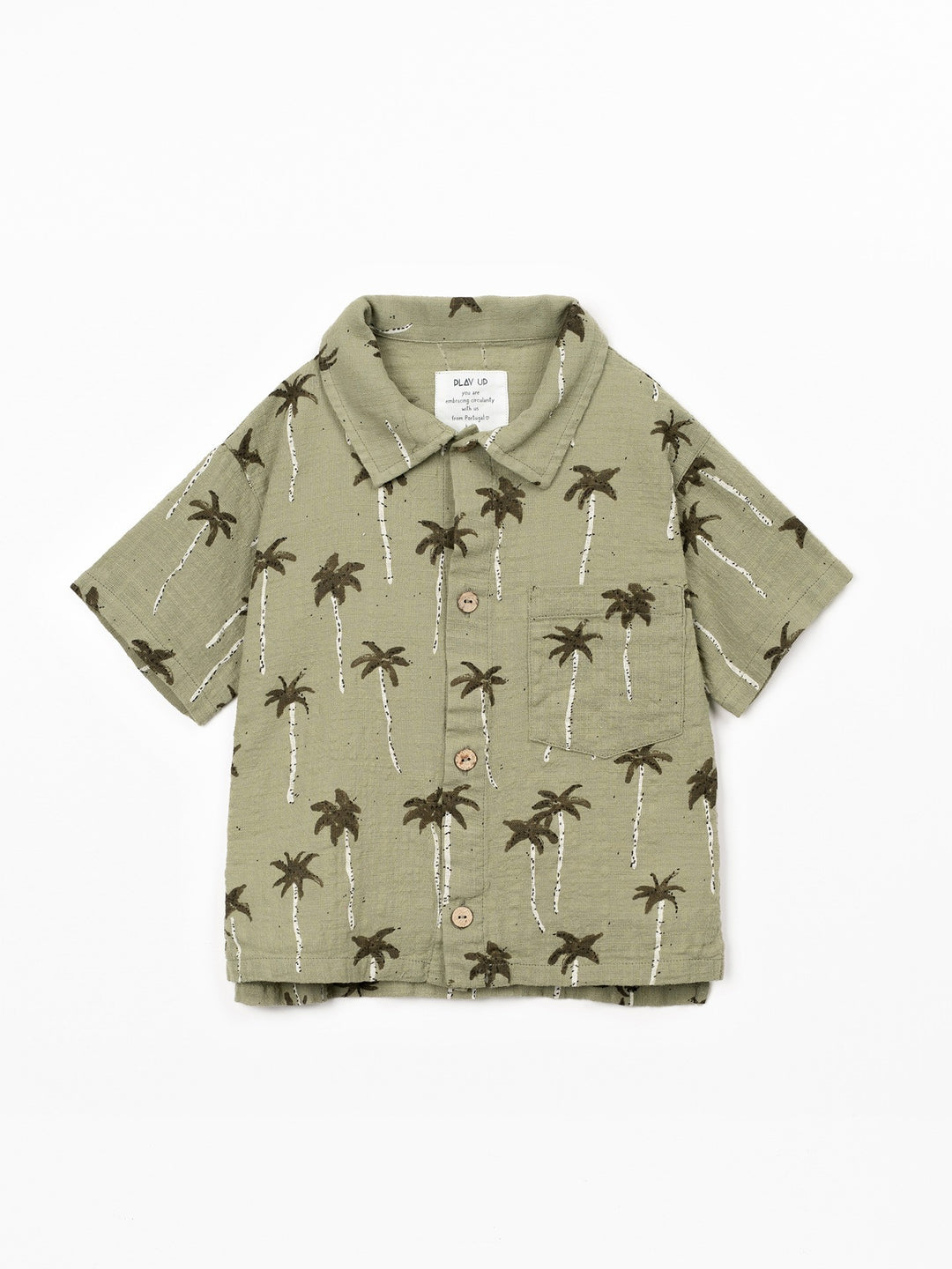 Baby boy palm tree print shirt in organic cotton by Play Up
