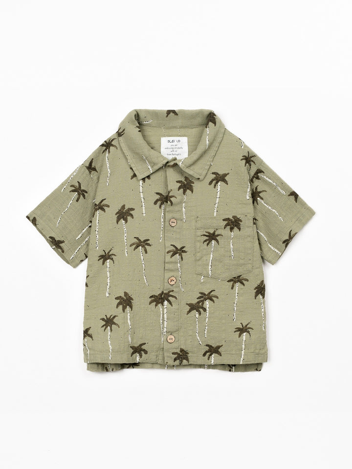 Baby boy palm tree print shirt in organic cotton by Play Up