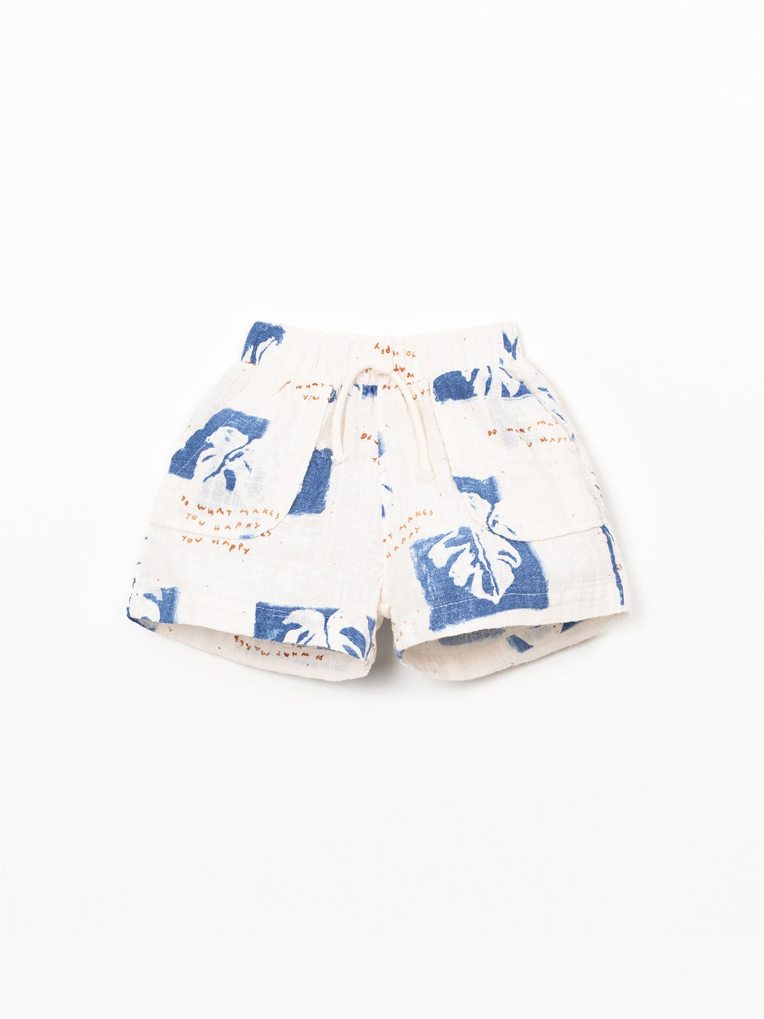 Baby shorts with blue monstera print by Play Up