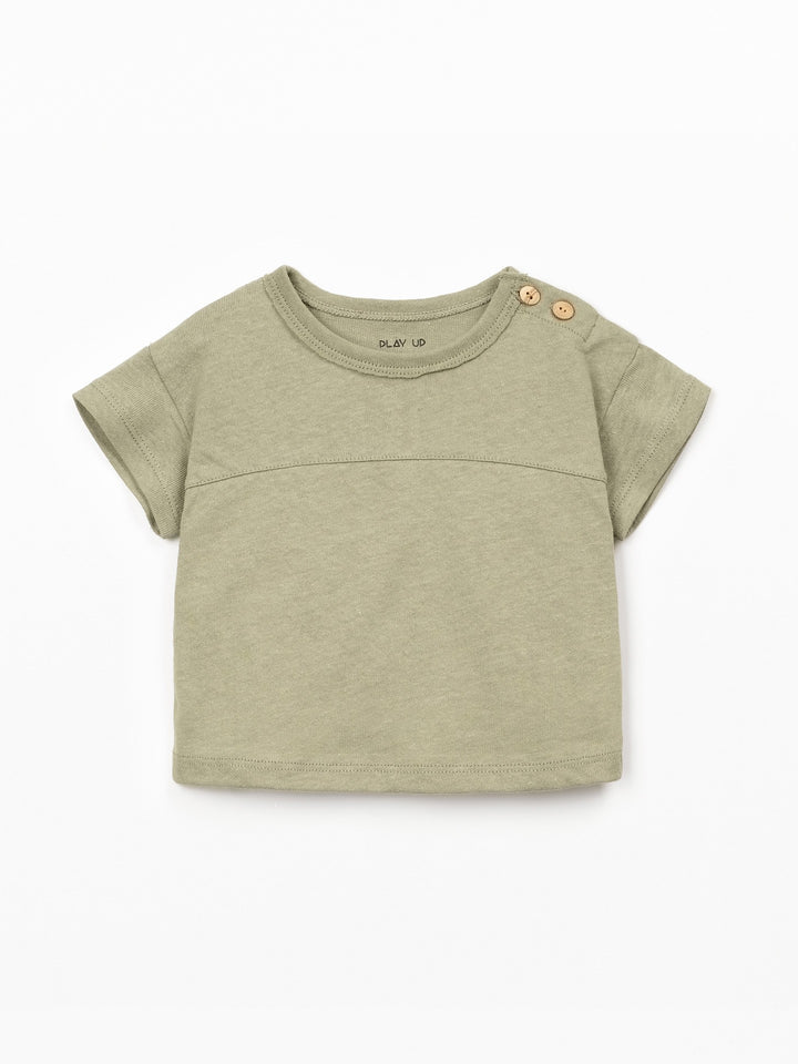 Boys organic cotton and linen rust brown T-shirt with front pocket