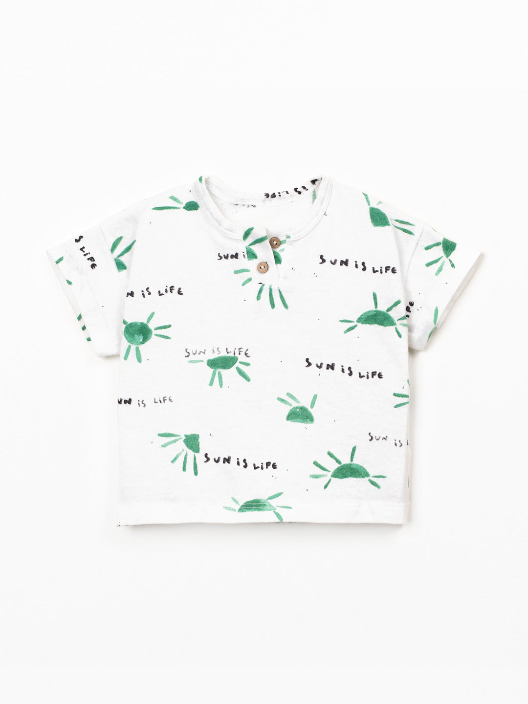 Baby boy UV protection T-shirt with green sun print by Play Up