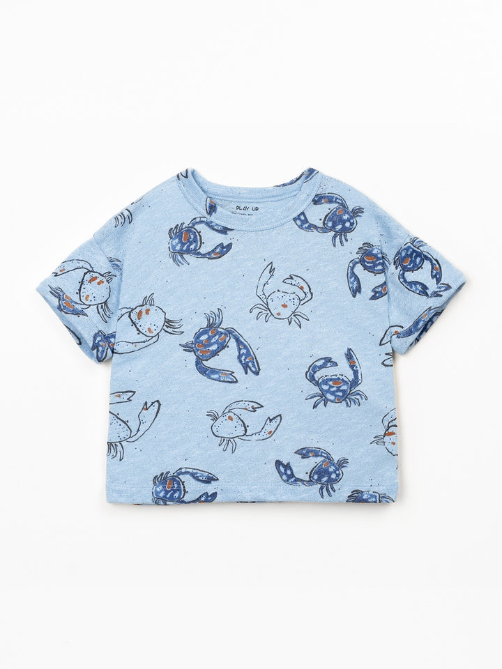 Boy crab print T-shirt in natural fibers by Play Up