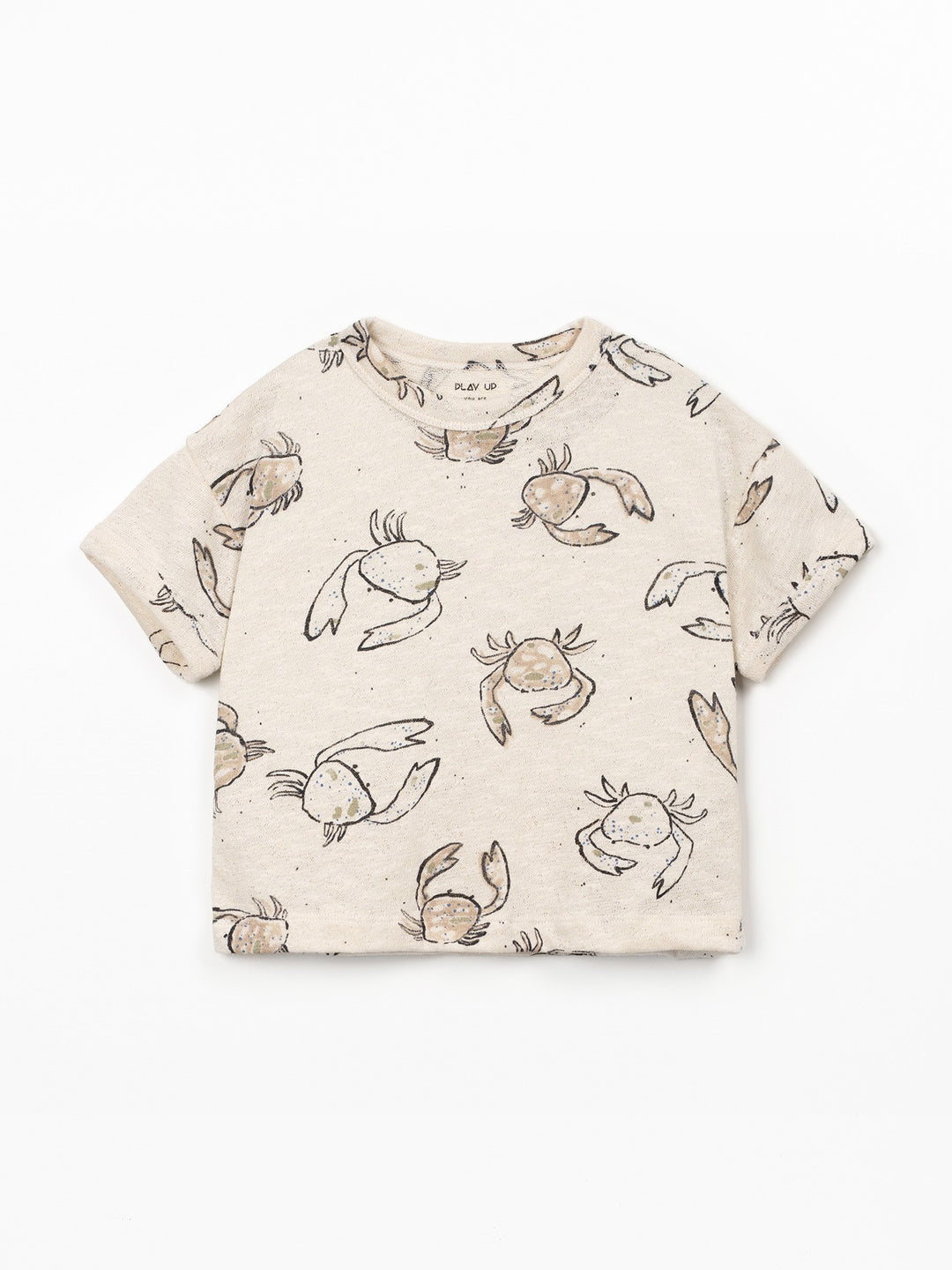 Boy crab print T-shirt in natural fibers by Play Up