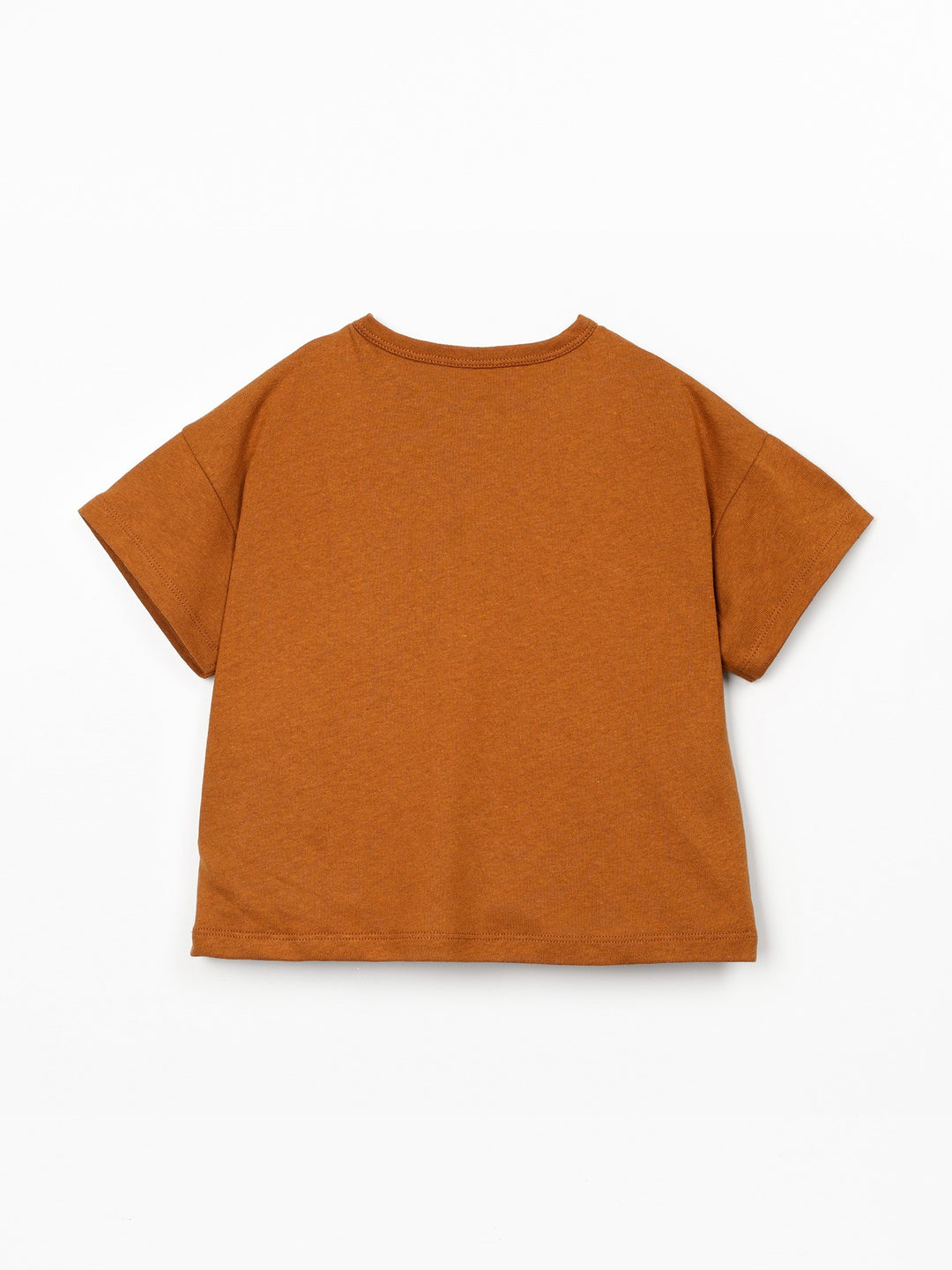 Boys organic cotton and linen rust brown T-shirt with front pocket