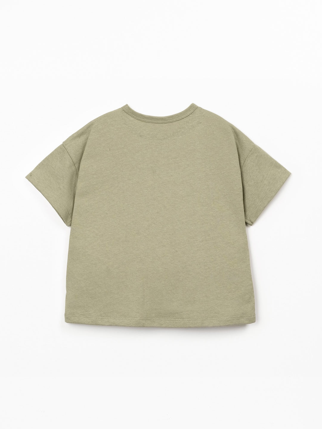 Boys organic cotton and linen rust green T-shirt with front pocket