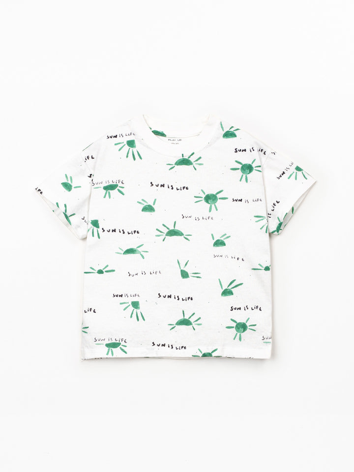 boy UV protection T-shirt with green sun print by Play Up