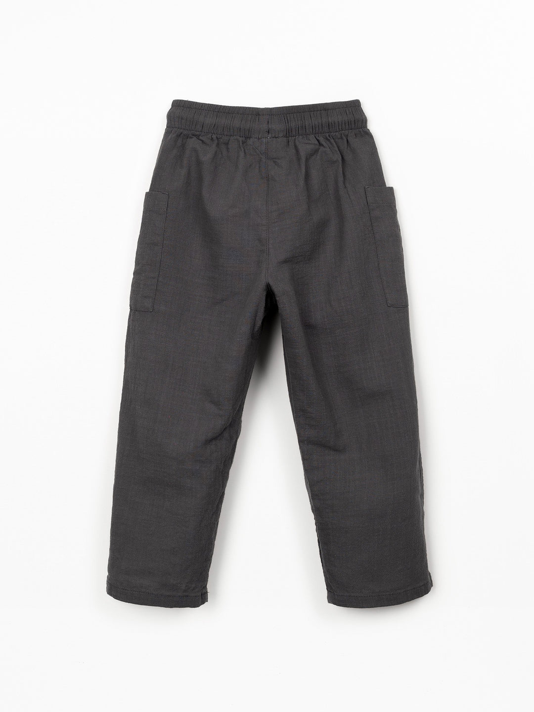 Boys grey organic cotton trousers with utility pockets and relaxed fit