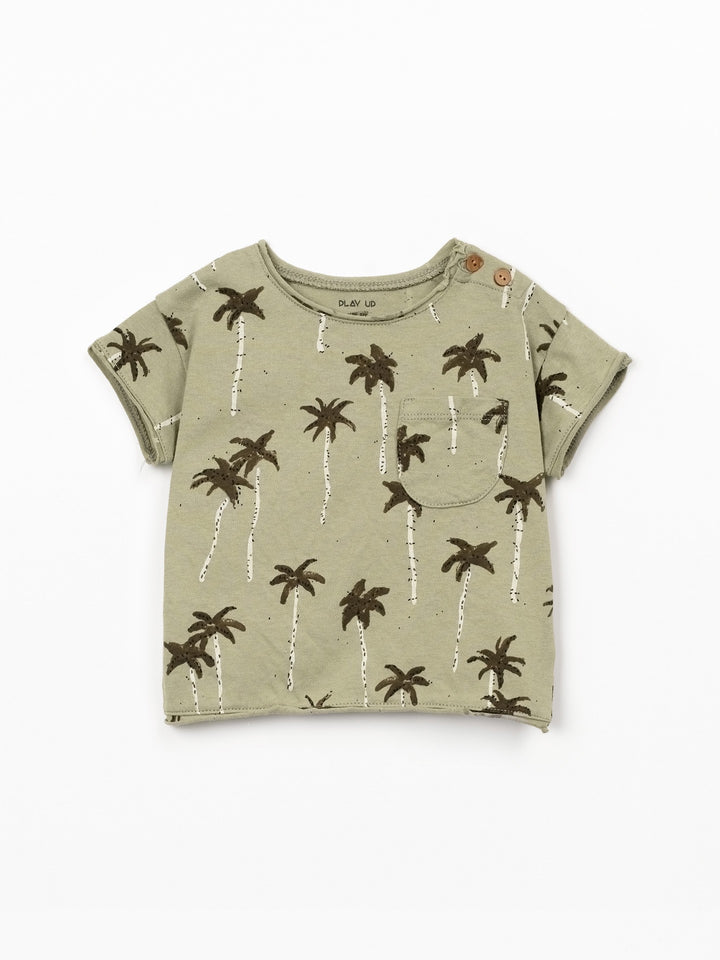 Baby boy palm tree print T-shirt in organic cotton by Play Up