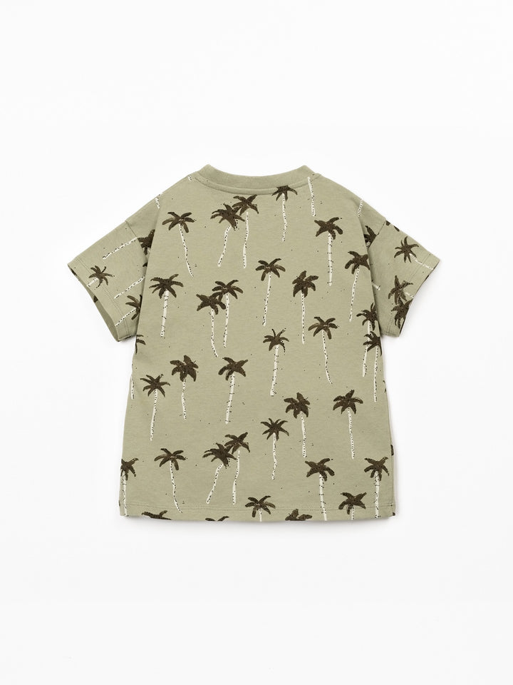 Boy palm tree print T-shirt in organic cotton by Play Up